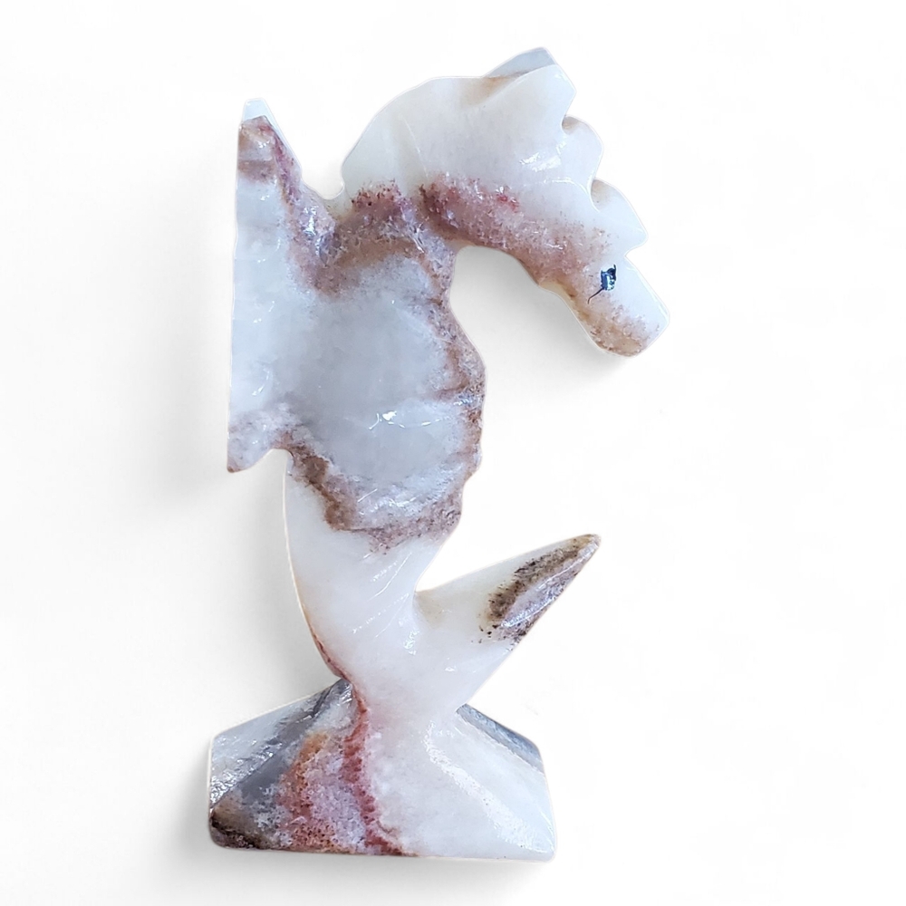 Vintage Carved Onyx Seahorse Figurine Sculpture Seaside Decor